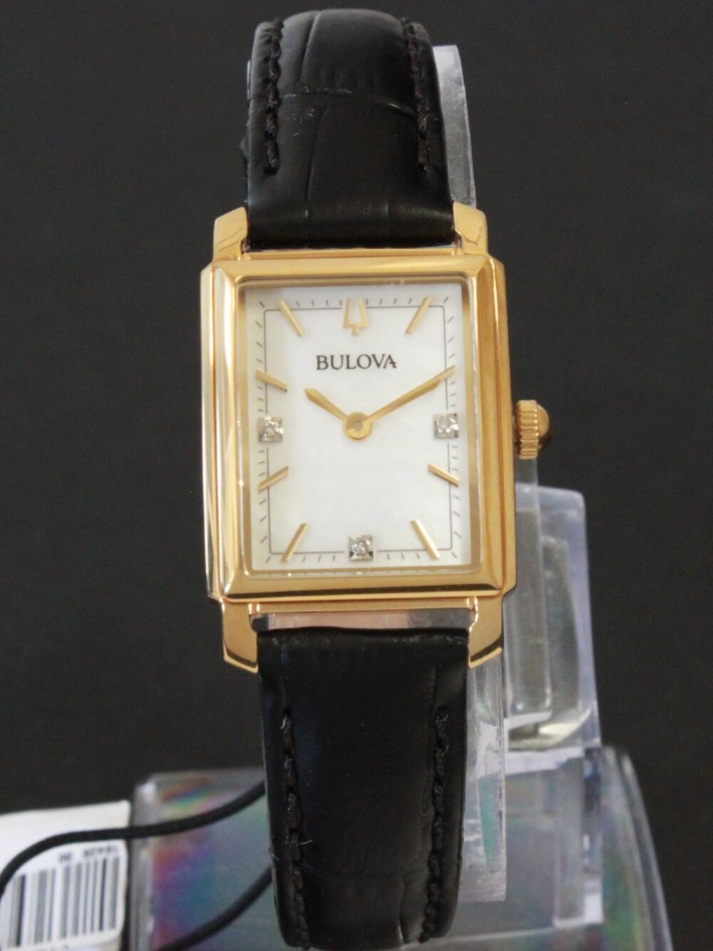 Bulova Ladies Sutton Classic Watch Diamond Accents MOP Dial Black Leather 21mm - Picture 3 of 11